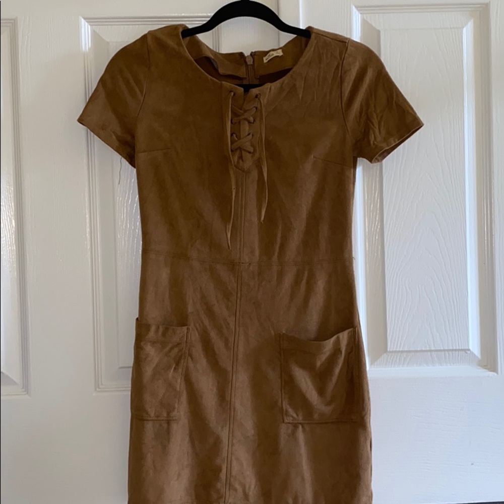 BNWT Cross Stitch Suede Zip-Up Dress w Pockets